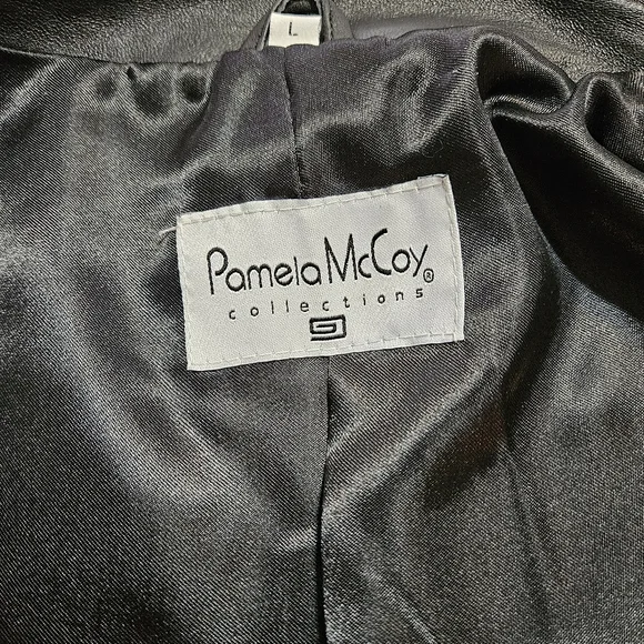 Pamela McCoy Women Black Biker Leather Jacket Size Large - Picture 5 of 10